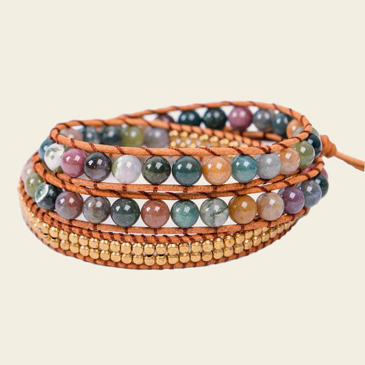 Orbitstone Bead Bracelet with multicoloured round beads in three layered strands