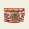 Pattern Hold Bracelet with layered red and earth-toned beads