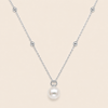 Pearl Trace Necklace with a fine chain and a single pearl drop in silver finish