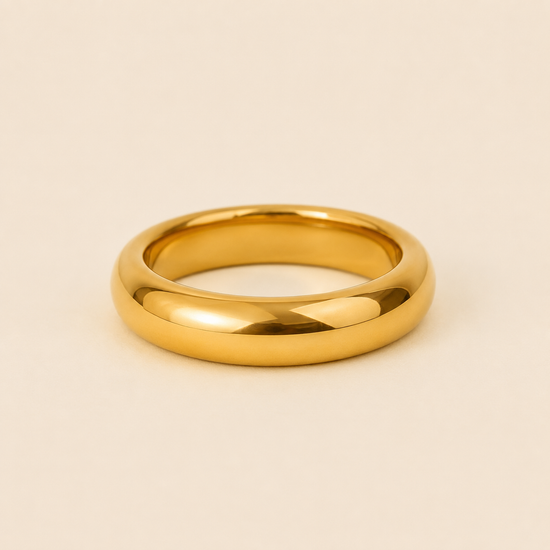 Polished Dome Cuff with a broad polished dome-shaped band in gold finish
