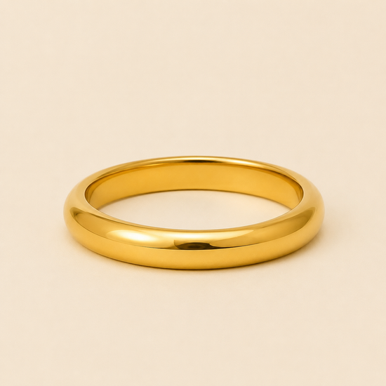 Polished Dome Cuff with a broad polished dome-shaped band in gold finish