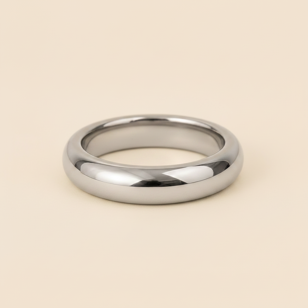 Polished Dome Cuff with a broad polished dome-shaped band in silver finish