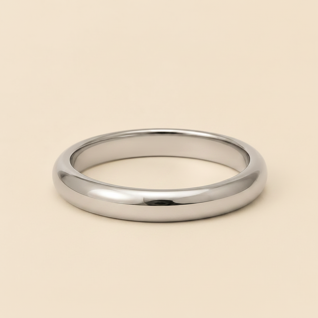 Polished Dome Cuff with a broad polished dome-shaped band in silver finish