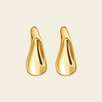 Polished Droplet Earrings with elongated polished droplet shapes in gold finish