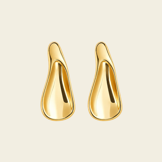 Polished Droplet Earrings with elongated polished droplet shapes in gold finish