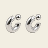 Polished Orbit Earrings with polished open circular shapes in silver finish