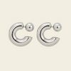 Polished Orbit Earrings with polished open circular shapes in silver finish