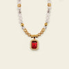 Prism Edge Necklace with round stone beads and a rectangular pendant