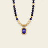 Prism Edge Necklace with round stone beads and a rectangular pendant