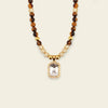 Prism Edge Necklace with round stone beads and a rectangular pendant