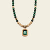 Prism Edge Necklace with round stone beads and a rectangular pendant