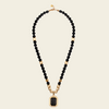Prism Edge Necklace with round stone beads and a rectangular pendant