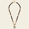 Prism Edge Necklace with round stone beads and a rectangular pendant
