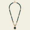 Prism Edge Necklace with round stone beads and a rectangular pendant