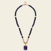Prism Edge Necklace with round stone beads and a rectangular pendant