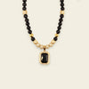 Prism Edge Necklace with round stone beads and a rectangular pendant