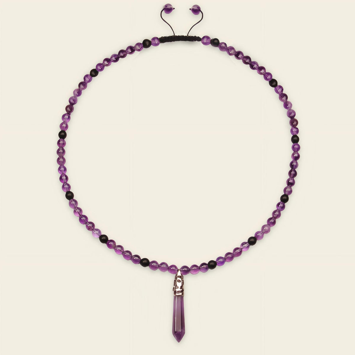 Prism Point Necklace with round stone beads and a pointed pendant