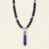 Prism Point Necklace with round stone beads and a pointed pendant