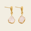 Quartz Trace Earrings with pale irregular quartz drops in gold-coloured frames in gold finish