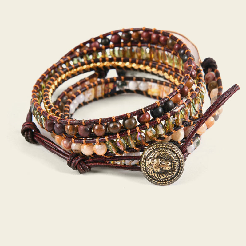 Quiet Axis Bracelet with beadwork and cord detail