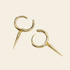 Quiet Edge Earrings with small hoops with pointed spike charms in gold finish