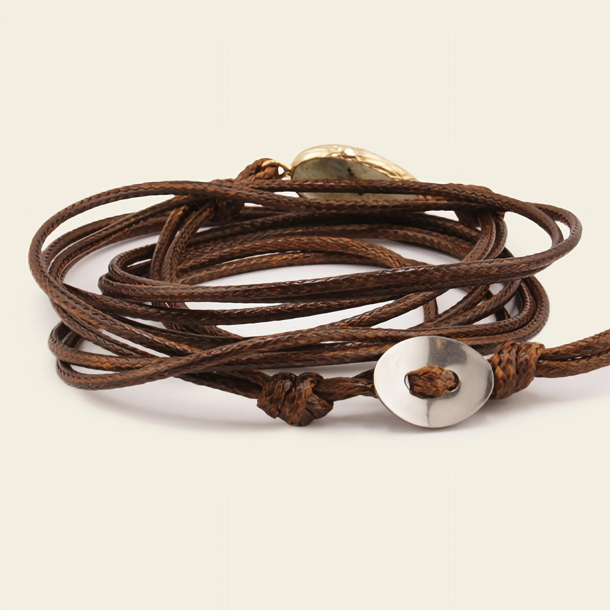 Quiet Ember Bracelet with beadwork and cord detail