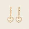Quiet Heart Earrings with heart-shaped charms on small hoops in gold finish