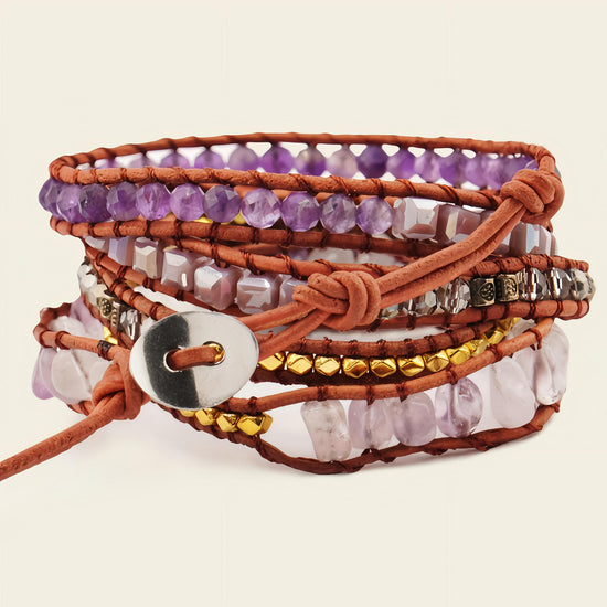 Quiet Violet Bracelet with beadwork and cord detail