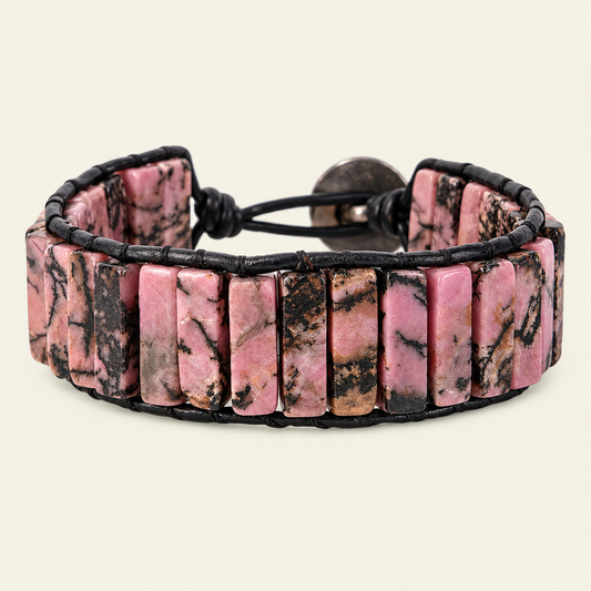 Rosemark Tile Bracelet with pink and black veined stone tiles