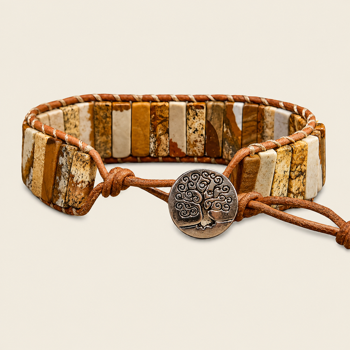 Sandmark Tile Bracelet with beadwork and cord detail