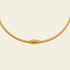 Sculpted Arc Necklace, showing the fastening detail in gold finish