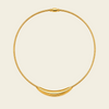 Sculpted Arc Necklace with a fine collar with a sculpted curved centre in gold finish