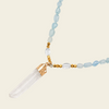 Sea Mist Necklace with pale blue beads and a clear pointed pendant
