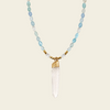 Sea Mist Necklace with pale blue beads and a clear pointed pendant