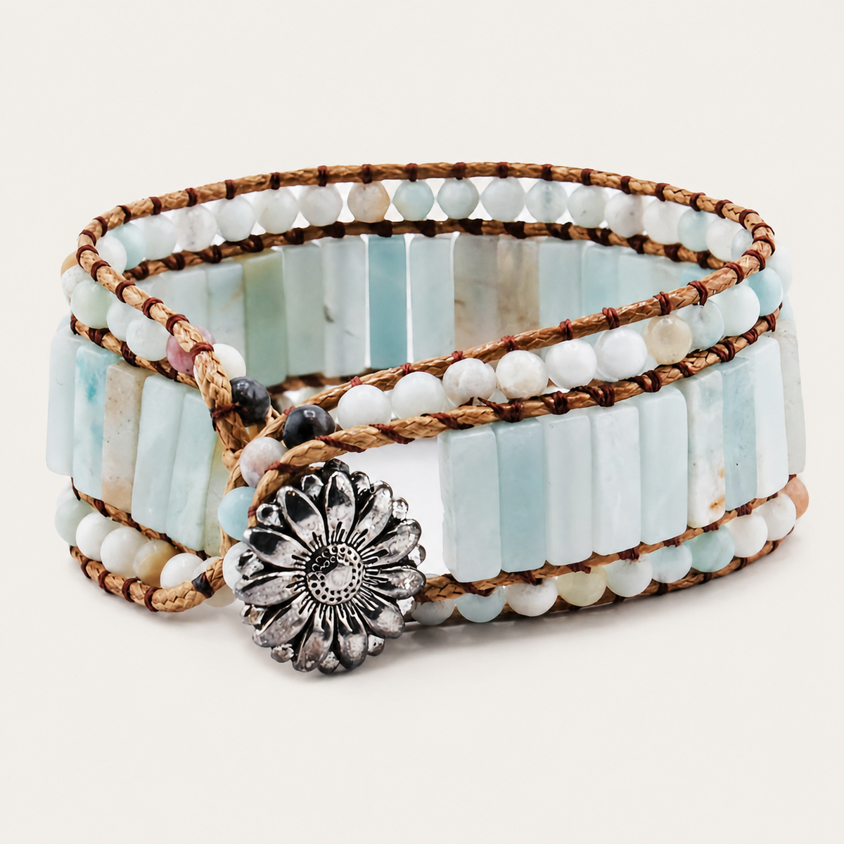 Sealine Tile Bracelet with beadwork and cord detail