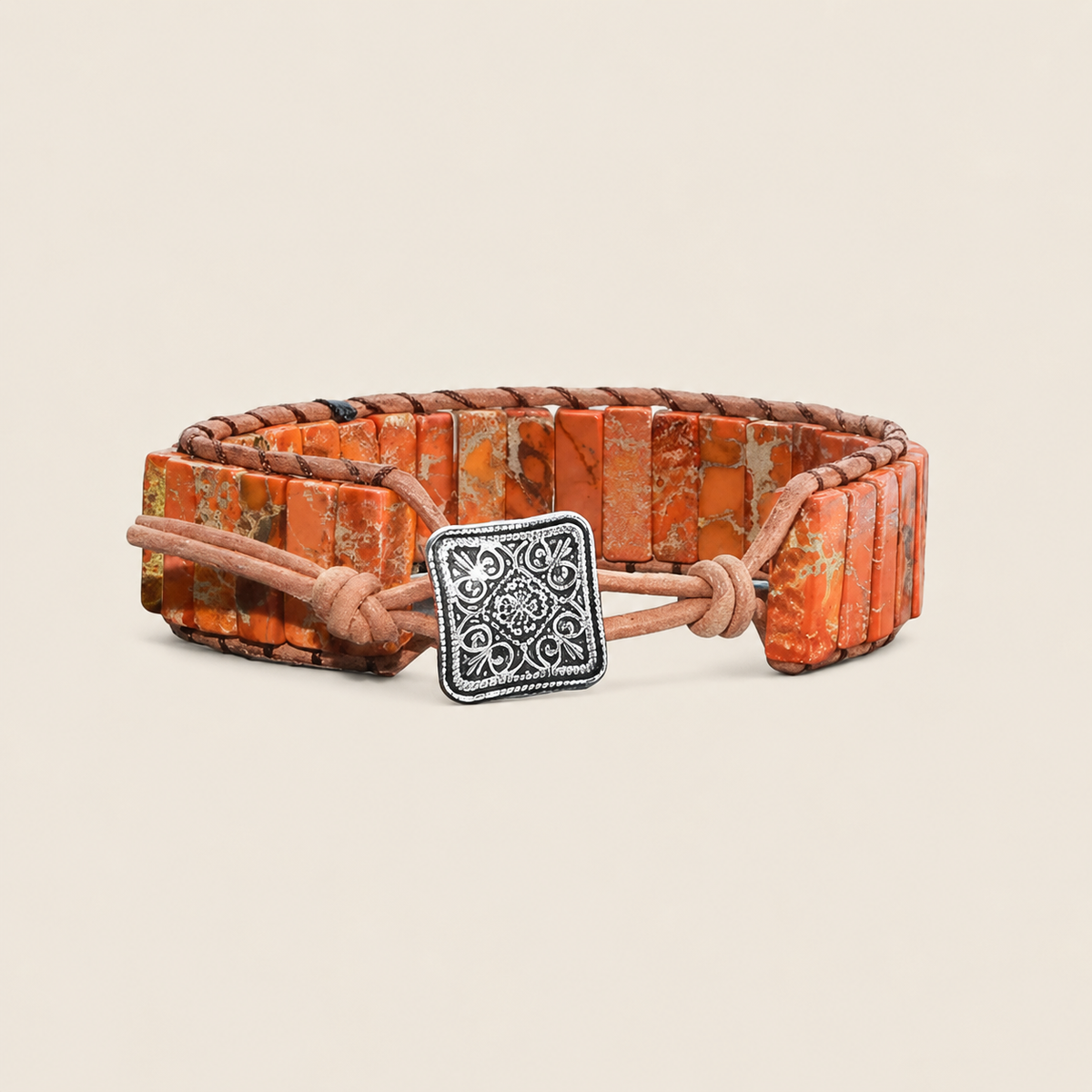Sedona Ember Bracelet with beadwork and cord detail