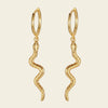 Serpent Drop Earrings with slender snake-shaped charms on small hoops in gold finish