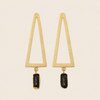 Shadow Frame Earrings with long triangular frames and dark rectangular drops