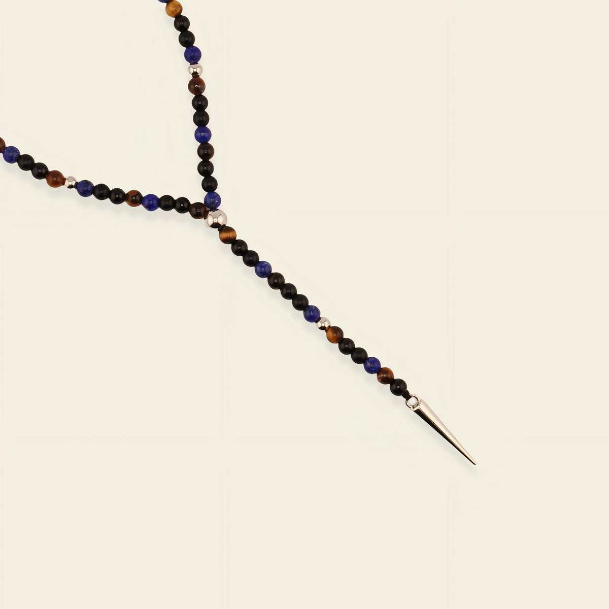 Shadow Point Necklace with small stone beads and a slim pointed pendant