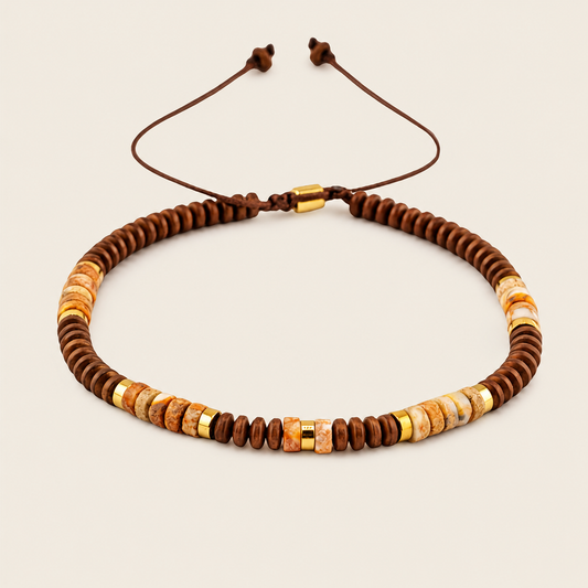 Sienna Trail Bracelet with rust, brown and pale stone discs