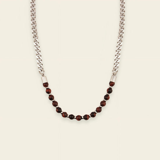 Slate Link Necklace with stone beads paired with a silver-coloured chain