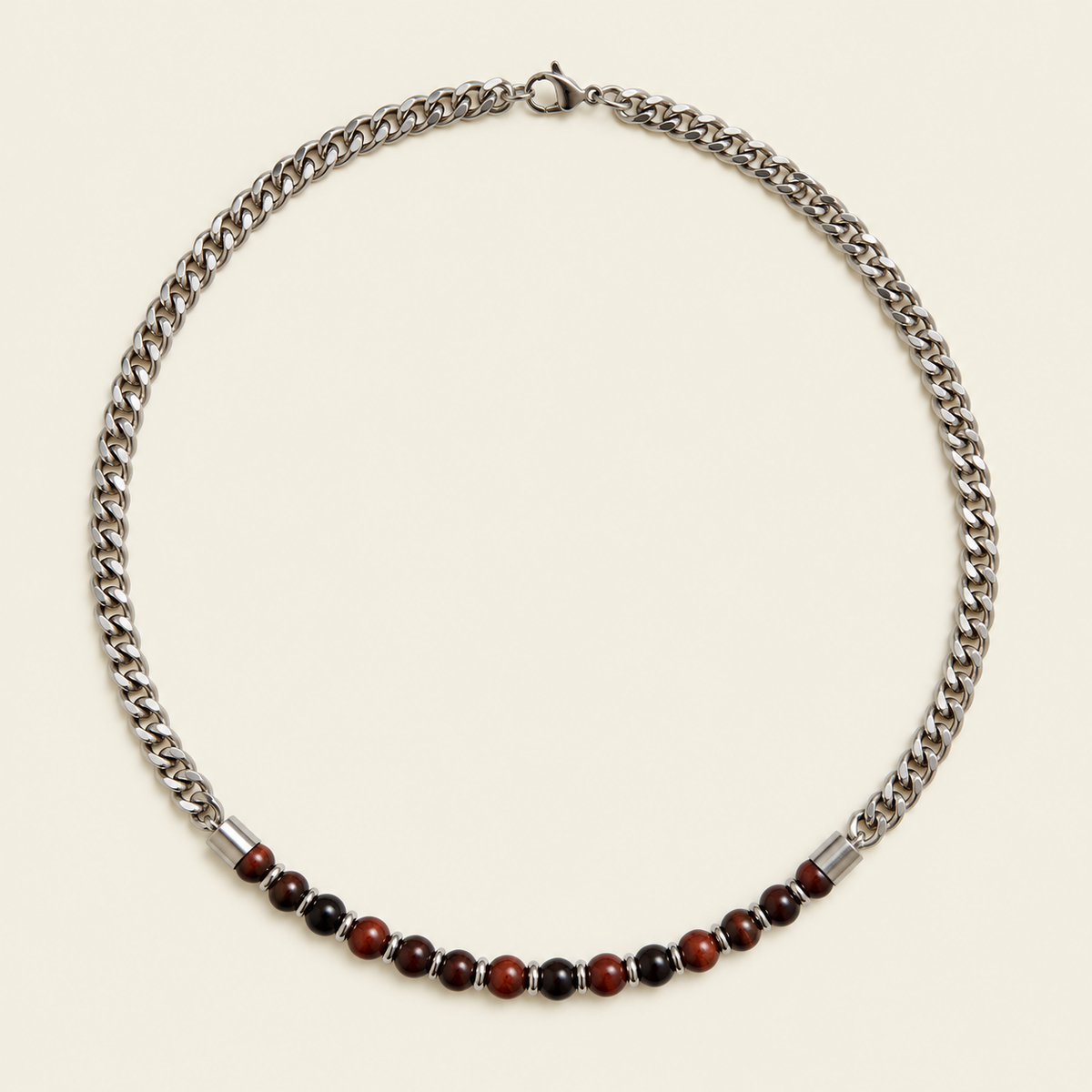 Slate Link Necklace with stone beads paired with a silver-coloured chain