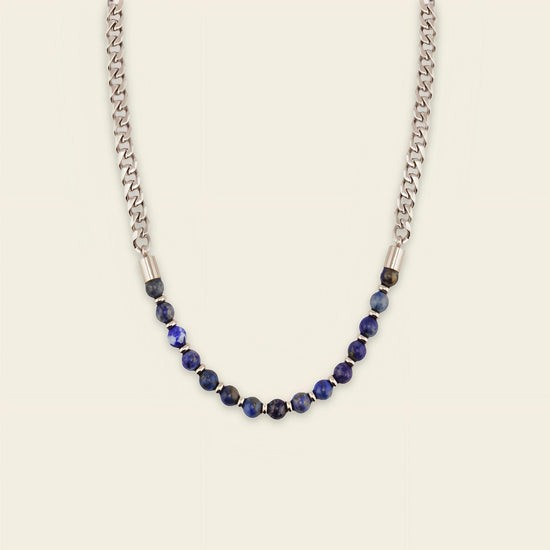Slate Link Necklace with stone beads paired with a silver-coloured chain