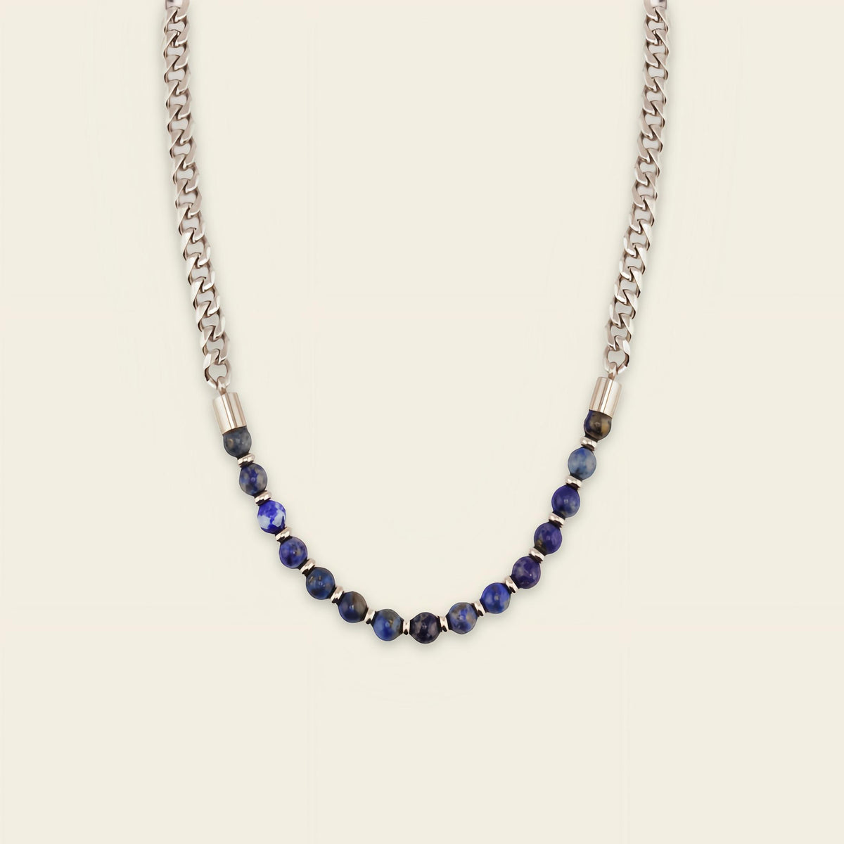 Slate Link Necklace with stone beads paired with a silver-coloured chain