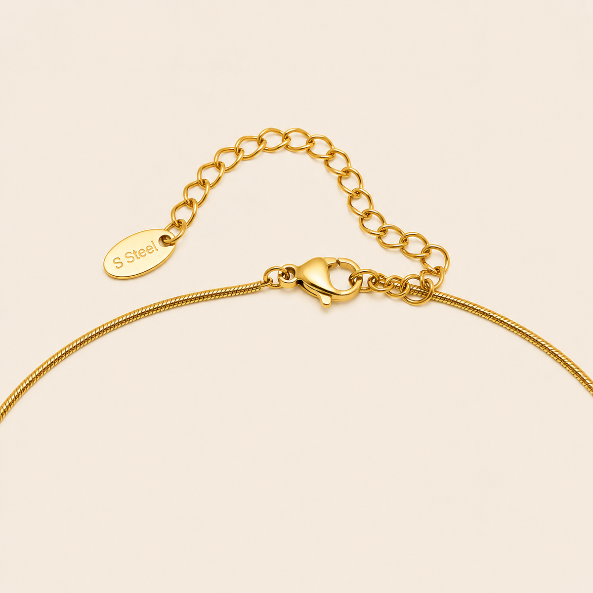 Slender Arc Necklace with a fine chain and slender curved bar in gold finish