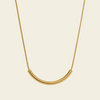 Slender Arc Necklace with a fine chain and slender curved bar in gold finish