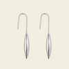 Slender Leaf Earrings with long fine hooks and slender leaf-shaped drops in silver finish