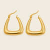 Soft Angle Earrings with polished rounded triangular hoops in gold finish