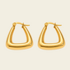 Soft Angle Earrings with polished rounded triangular hoops in gold finish