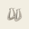 Soft Angle Earrings with polished rounded triangular hoops in silver finish